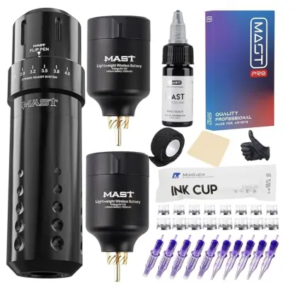 Kit de Tatuaje Mast Flip con 2 baterias , cartuchos y mas — imagen 1